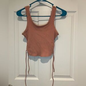 Women's Coral Ribbed Crop Top